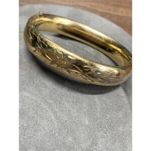 Vintage Carl Art Gold Filled Oval Bangle Bracelet Slide Hinged Clasp 1/20 14k